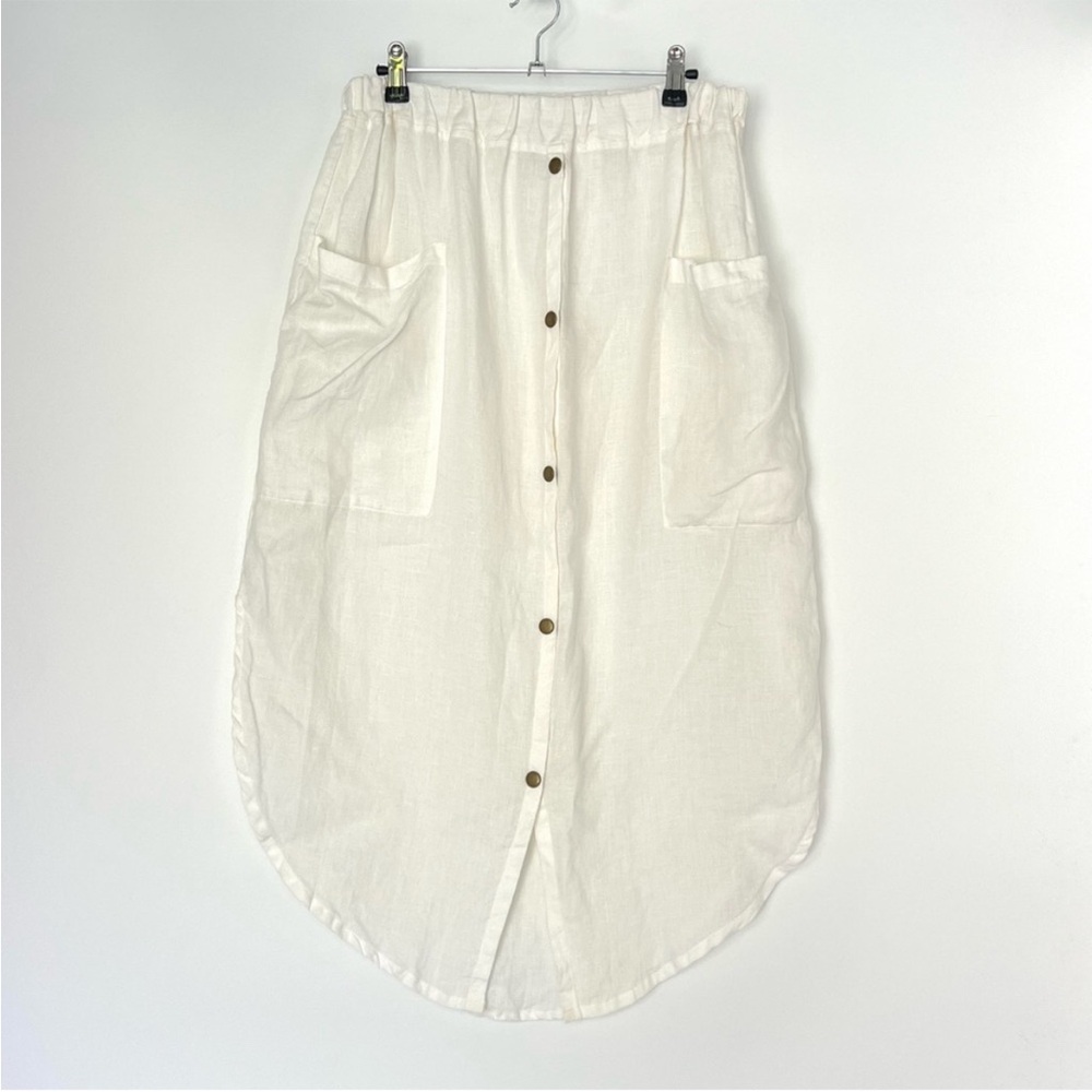 Artists & Revolutionaries white 100% linen boho midi skirt One Size